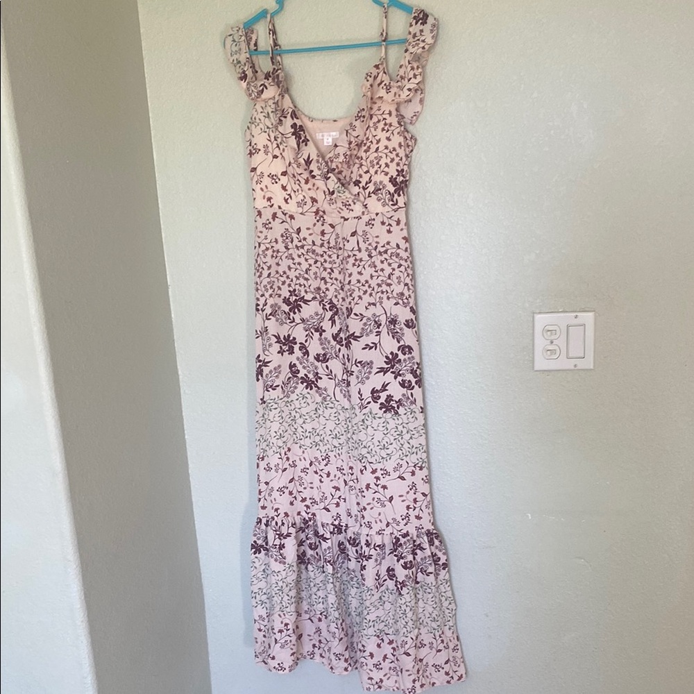 Xhilaration Pink and Purple Floral Maxi Dress